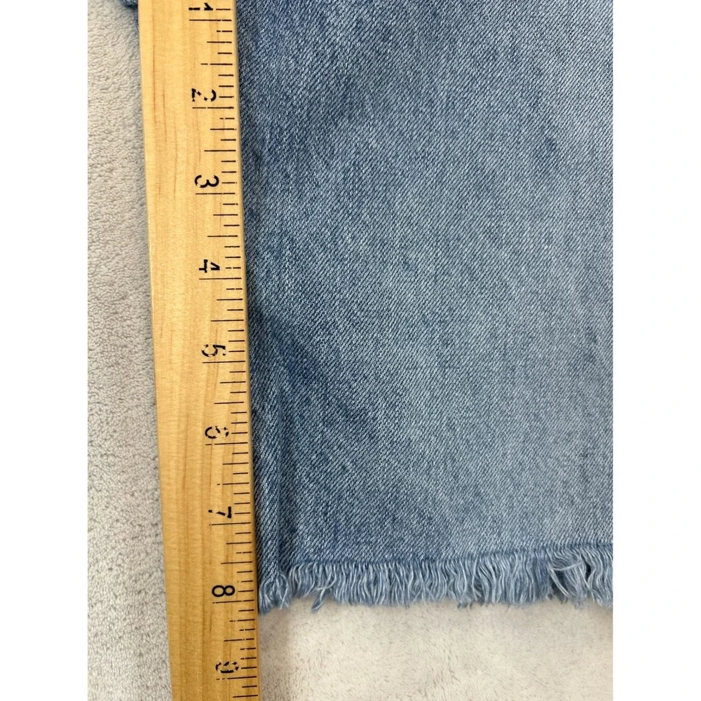Madewell Denim‎ Shorts Womens 24 Blue High Rise Long Button Fly Raw Hem Cutoffs